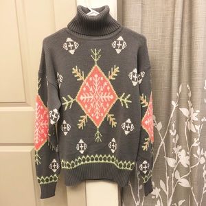 Obermeyer Turtleneck Neon Snowflake Sweater